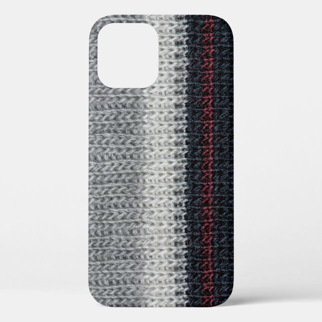 Coques Case-Mate iPhone Laine de tricot : rouge, rayures blanches. (Verso)