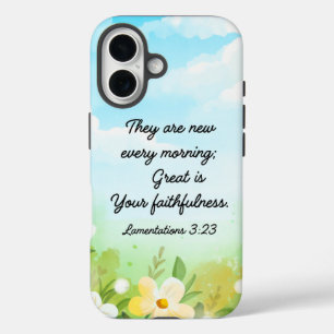 Coque Pour iPhone 16 Lamentations 3:23 Printemps Jaune Chrétien