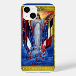 Coque Pour iPhone 14 L'Amérique patriotique vintage, Paix Justice Liber