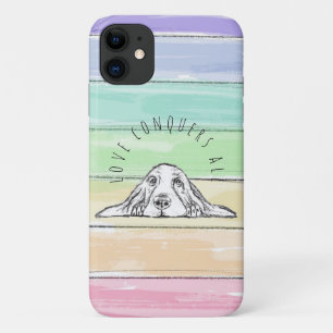 Case-Mate iPhone Case l'amour conquiert tout chien arc-en-ciel basset ho