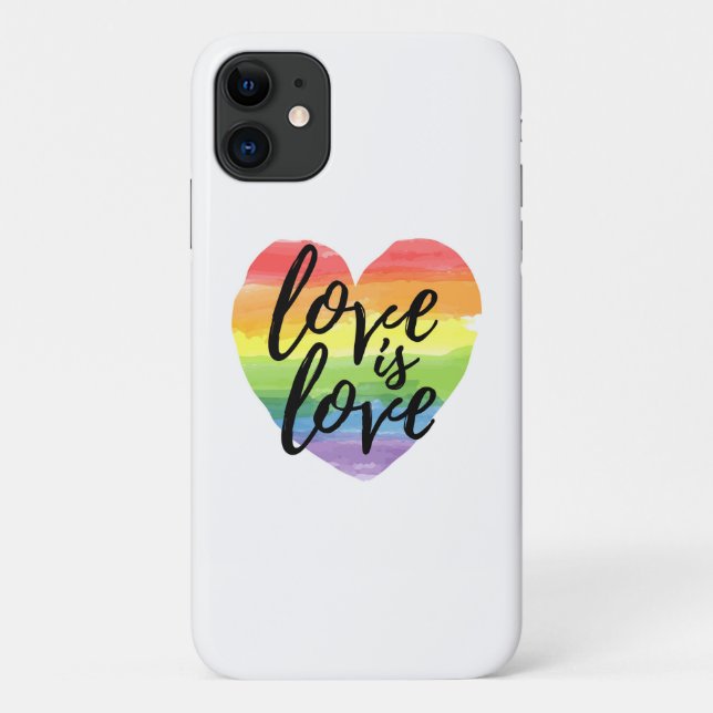 Coques Case-Mate iPhone L'amour est l'amour| Coeur d'aquarelle arc-en-ciel (Dos)