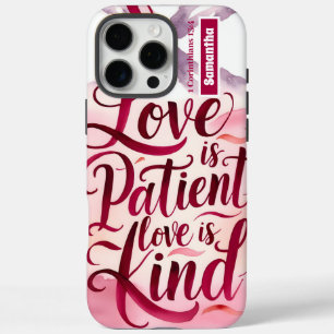 Coque iPhone 16 Pro Max L'amour personnalisé est patient chrétien