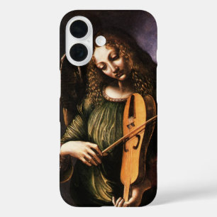Coque Pour iPhone 16 L'ange de Léonard de Vinci en vert avec une Vielle
