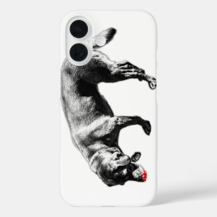 Coque Pour iPhone 16 Langue rouge minimaliste Labrador Encre de nidific
