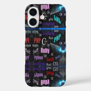 Coque Pour iPhone 16 Langues de programmation Motif coloré