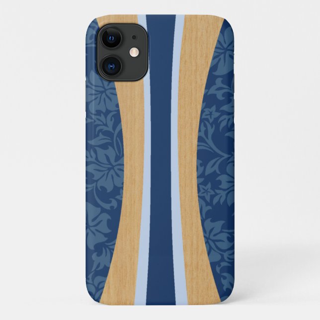 Coques Case-Mate iPhone Laniakea Hawaiian Faux Wood Navy Surf board (Dos)