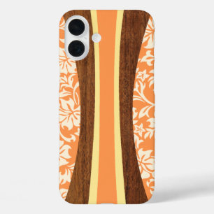 Coque Pour iPhone 16 Plus Laniakea Hawaiian Faux Wood Surboard En Orange