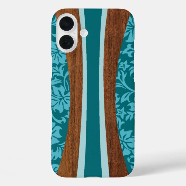 Coques Case-Mate iPhone Laniakea Hawaiian Faux Wood Surf en Turquoise (Verso)