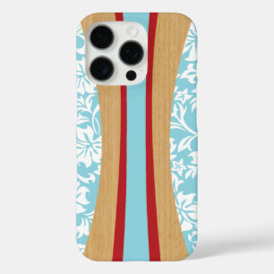 Coque iPhone 16 Pro Laniakea Hawaiian Faux Wood Surfboard à Aqua