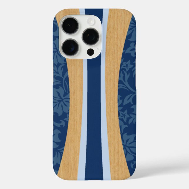 Coques Case-Mate iPhone Laniakea Hawaiian Faux Wood Surfboard in Navy (Verso)