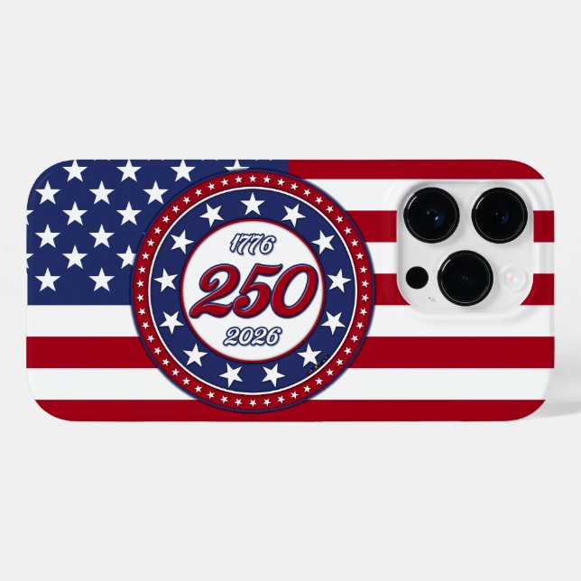 Coques Case-Mate iPhone L'anniversaire des 250 ans de l'Amérique avec le d (Verso (horizontal))