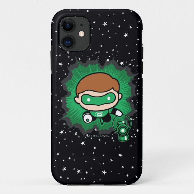 Coques Case-Mate iPhone Lanterne verte de Chibi qui traverse l'espace (Dos)
