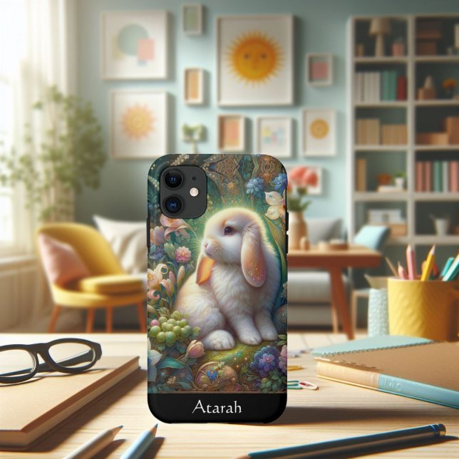 Coques Case-Mate iPhone Lapin Adorable Avec Fleurs D'Aquarelle (Créateur téléchargé)