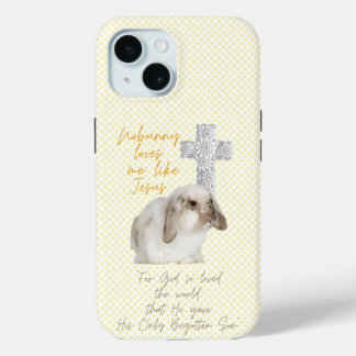 Coque Case-Mate iPhone Lapin adorable chrétien à pois jaunes et croix flo