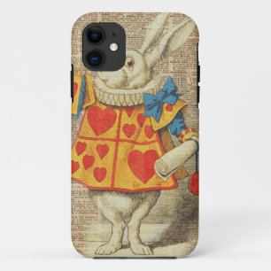 Coque iPhone 11 Lapin blanc Alice dans l'illustration de cru du