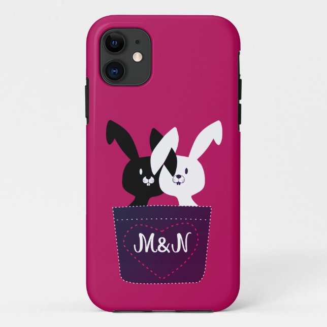Coques Case-Mate iPhone Lapin Blanc Et Rouge Mignon Et Fantaisiste Amour (Dos)