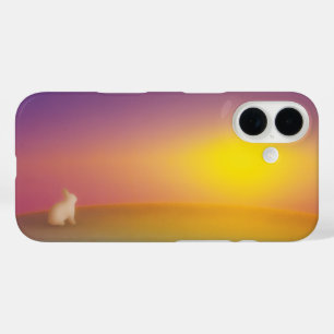Coque Pour iPhone 16 Lapin blanc mignon sur Grassy Hill au lever du sol
