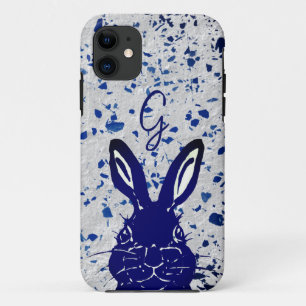 Case-Mate iPhone Case Lapin Bleu Terrazzo Monogramme Moderne