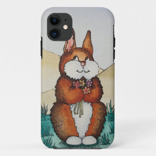 Coque iPhone 11 Lapin brun mignon avec le cas de l'art iphone5 de
