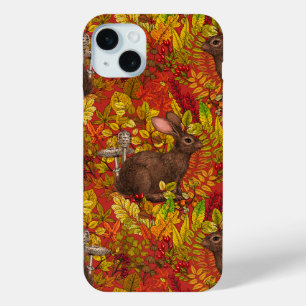 Coque Case-Mate iPhone Lapin d'automne sur fond rouge