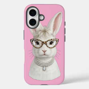 Coque Pour iPhone 16 Lapin de mode drôle avec des lunettes léopard