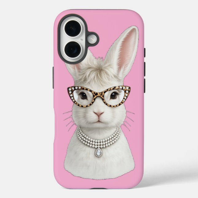 Coques Case-Mate iPhone Lapin de mode drôle avec des lunettes léopard (Verso)
