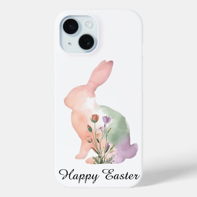 Coques Case-Mate iPhone Lapin de Pâques à l'aquarelle douce   (Verso)