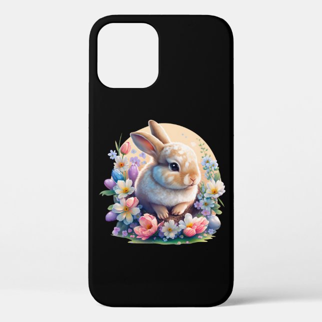 Coques Case-Mate iPhone Lapin de Pâques avec Fleurs, Bunny de printemps jo (Verso)