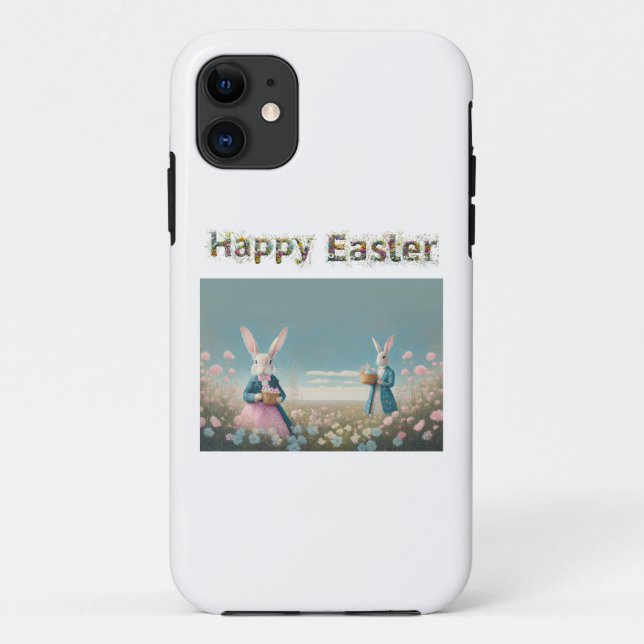 Coques Case-Mate iPhone Lapin de Pâques avec oeufs de Pâques Joyeux Pâques (Dos)