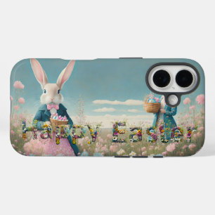 Coque Pour iPhone 16 Lapin de Pâques avec oeufs de Pâques Joyeux Pâques