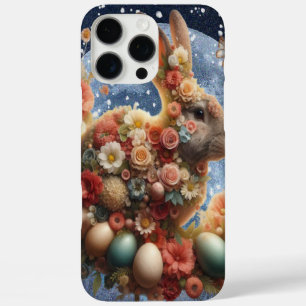 Coque iPhone 16 Pro Max Lapin de Pâques en fleurs