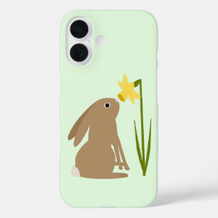 Coque Pour iPhone 16 Lapin de Pâques et fleur de jonquille