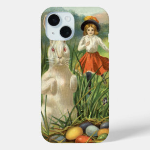 Coque Pour iPhone 15 Lapin de Pâques vintage et enfants Joyeuse fête de