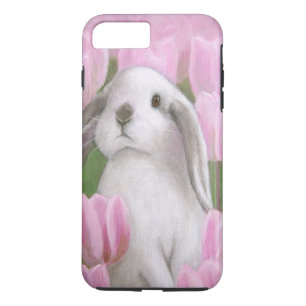 Coque iPhone 8 Plus/7 Plus Lapin et tulipes