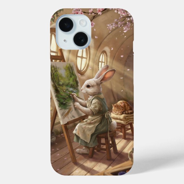 Coques Case-Mate iPhone Lapin Fantaisiste Artiste Peignant sur Chevalet (Verso)