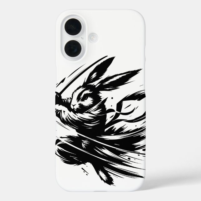 Coques Case-Mate iPhone Lapin Guerrier à l'Encre Noire Samouraï (Verso)