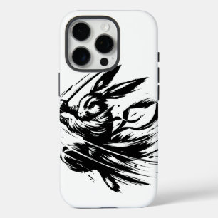 Coque iPhone 16 Pro Lapin Guerrier à l'Encre Noire Samouraï