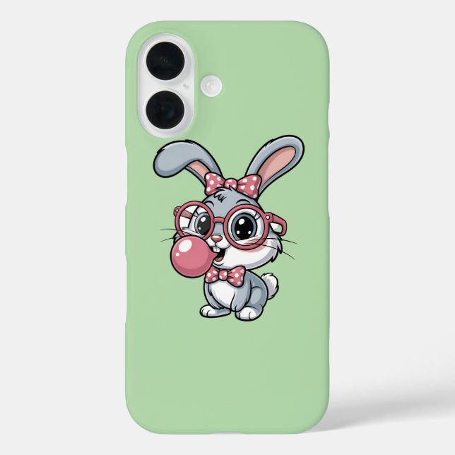 Coques Case-Mate iPhone Lapin mignon avec des lunettes qui souffle du chew (Verso)