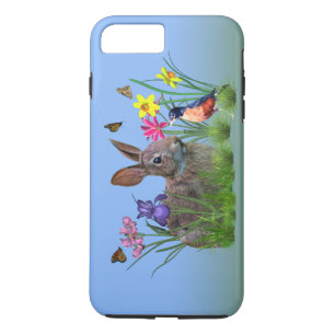 Coque iPhone 7 Plus Lapin, Robin, et fleurs, personnalisables
