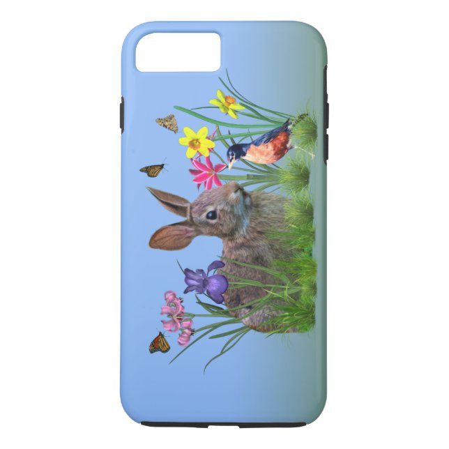 Coques Case-Mate iPhone Lapin, Robin, et fleurs, personnalisables (Dos)