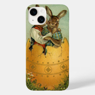 Coque Pour iPhone 14 Lapins dans un œuf d'or, Pâques victorienne vintag