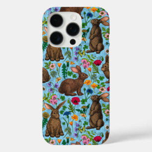 Coque iPhone 16 Pro Lapins et fleur sauvage