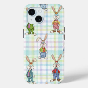 Coque Case-Mate iPhone Lapins sur fond à carreaux, par Natasha Us  