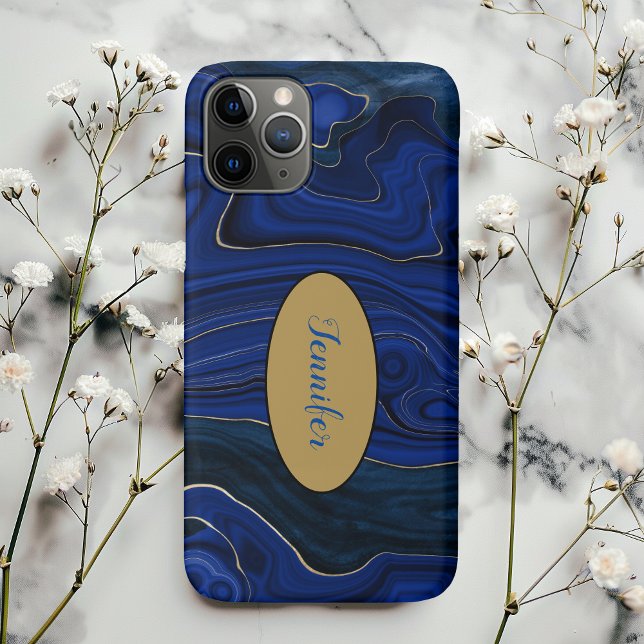 Coques Case-Mate iPhone Lapis Blue Agate Tourbillons Personnalisé (Créateur téléchargé)