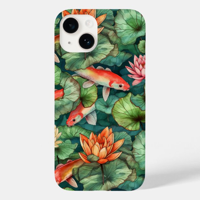 Coques Case-Mate iPhone L'aquarelle Koi et la nappe d'eau à peine là (Verso)