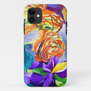 Coque iPhone 11 L'aquarelle Ranunculus et Iris