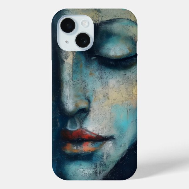 Coques Case-Mate iPhone L'art Abstrait de la femme bleue (Verso)