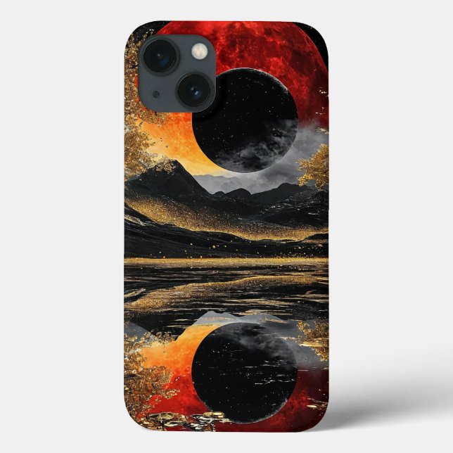 Coques Case-Mate iPhone L'art abstrait de la Lune noire (Verso)
