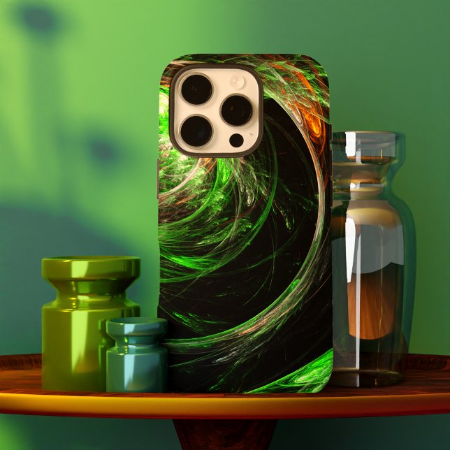 Coques Case-Mate iPhone L'art Abstrait vert du monde entier (Around the World Green Abstract Art Case-Mate iPhone Case)
