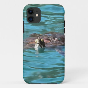 Coque iPhone 11 L'art de la faune de la tortue de mer Loggerhead